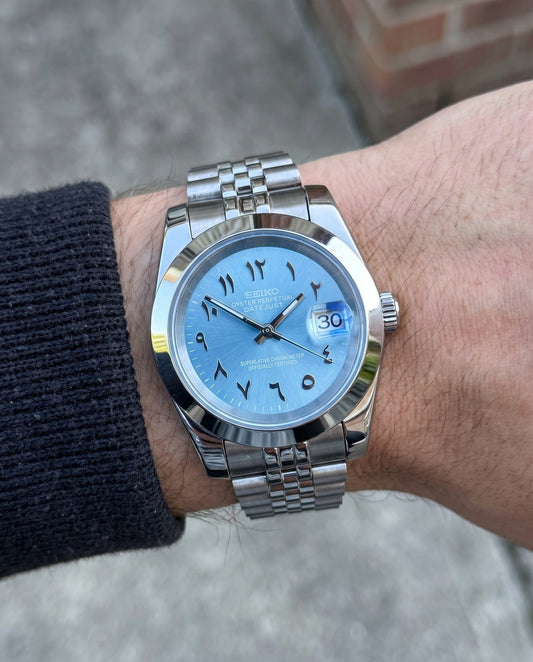 Platinum Arabic Datejust on the wrist