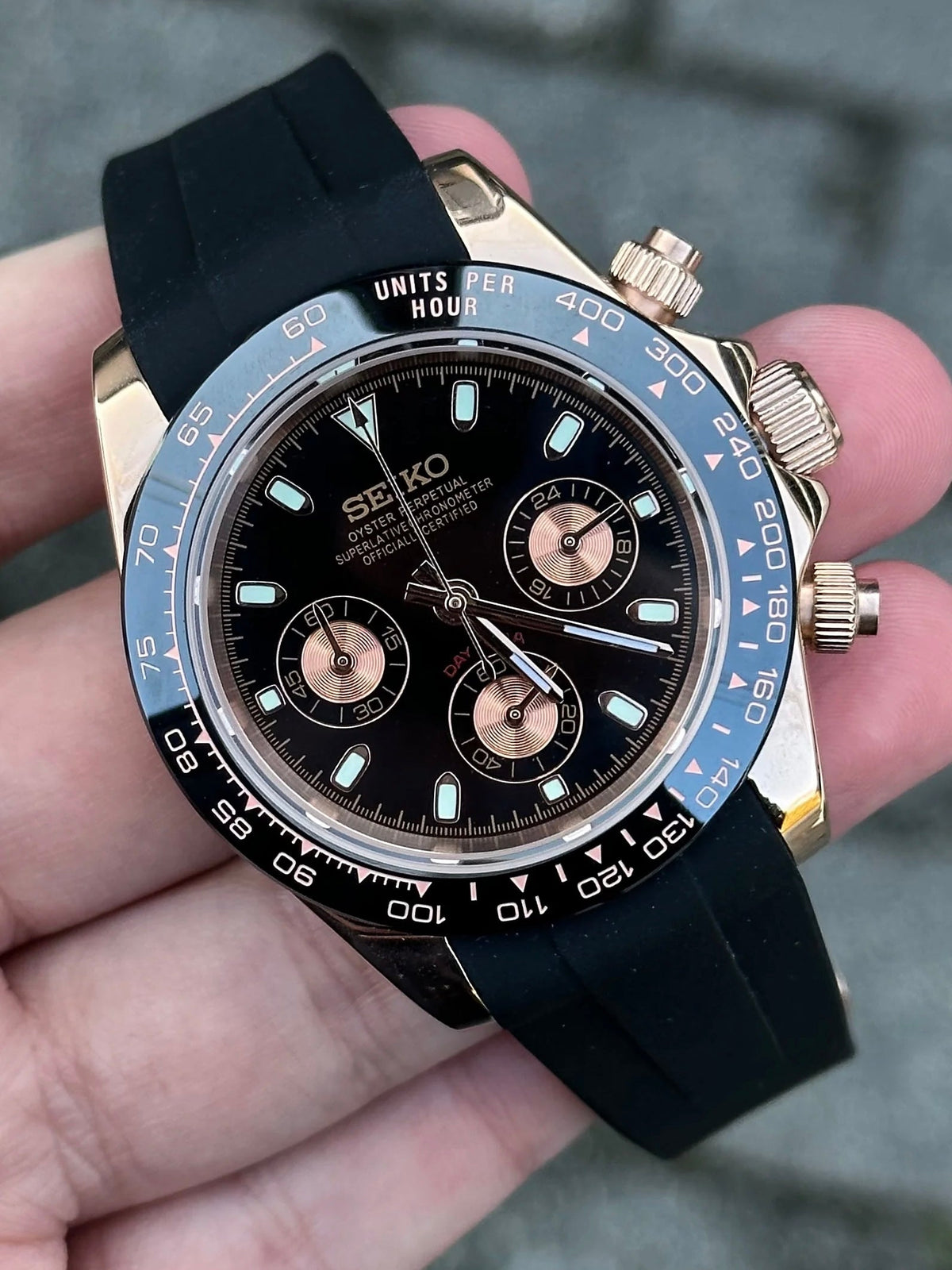 Rosegold Black Dial Seitona