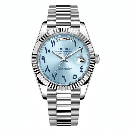Arctic Arabic Day-Date, steel with ice blue Arabic dial