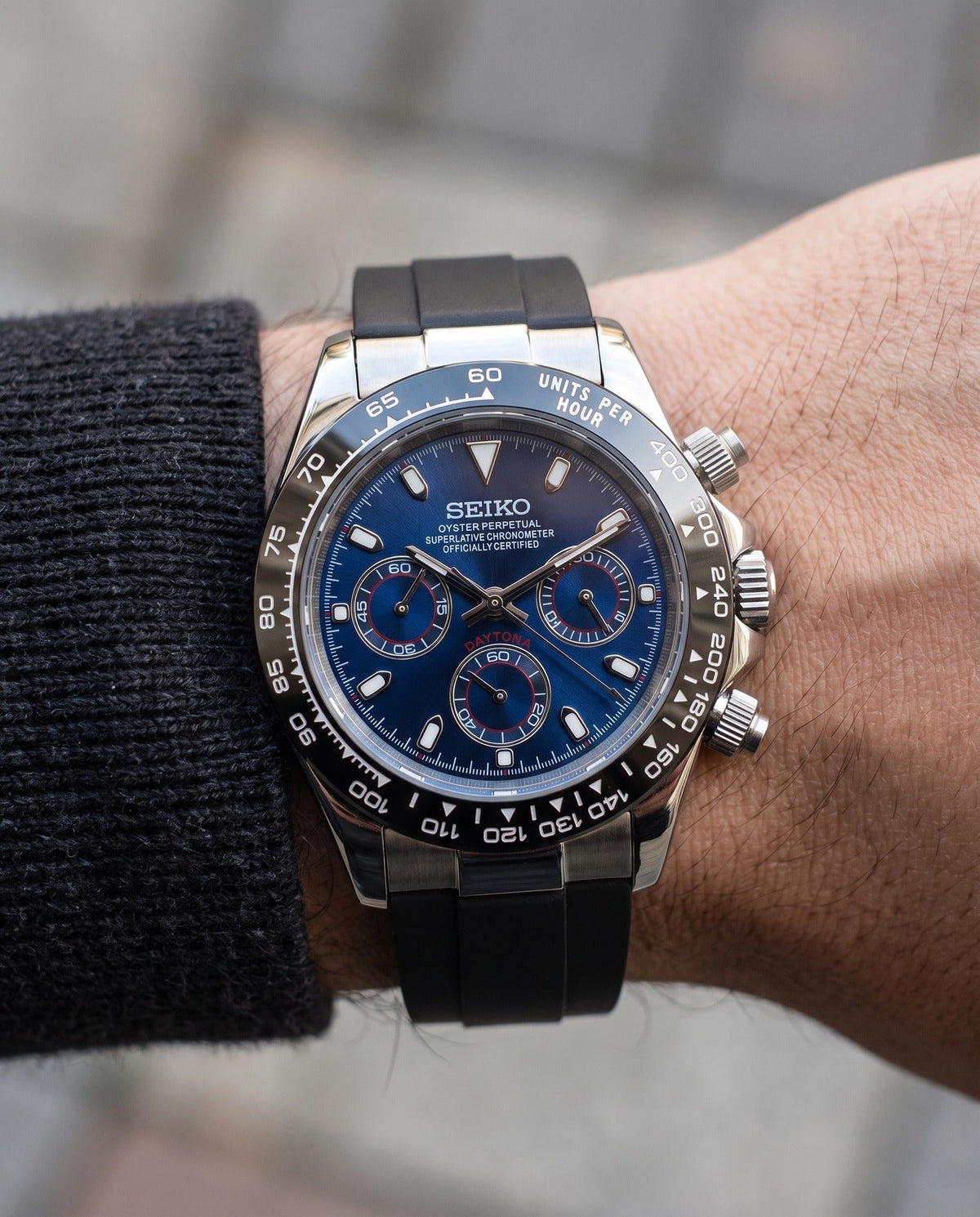 Blue Dial Seitona Rubber on the wrist