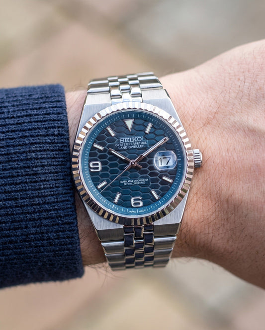 Blue Dial Land-Dweller on the wrist