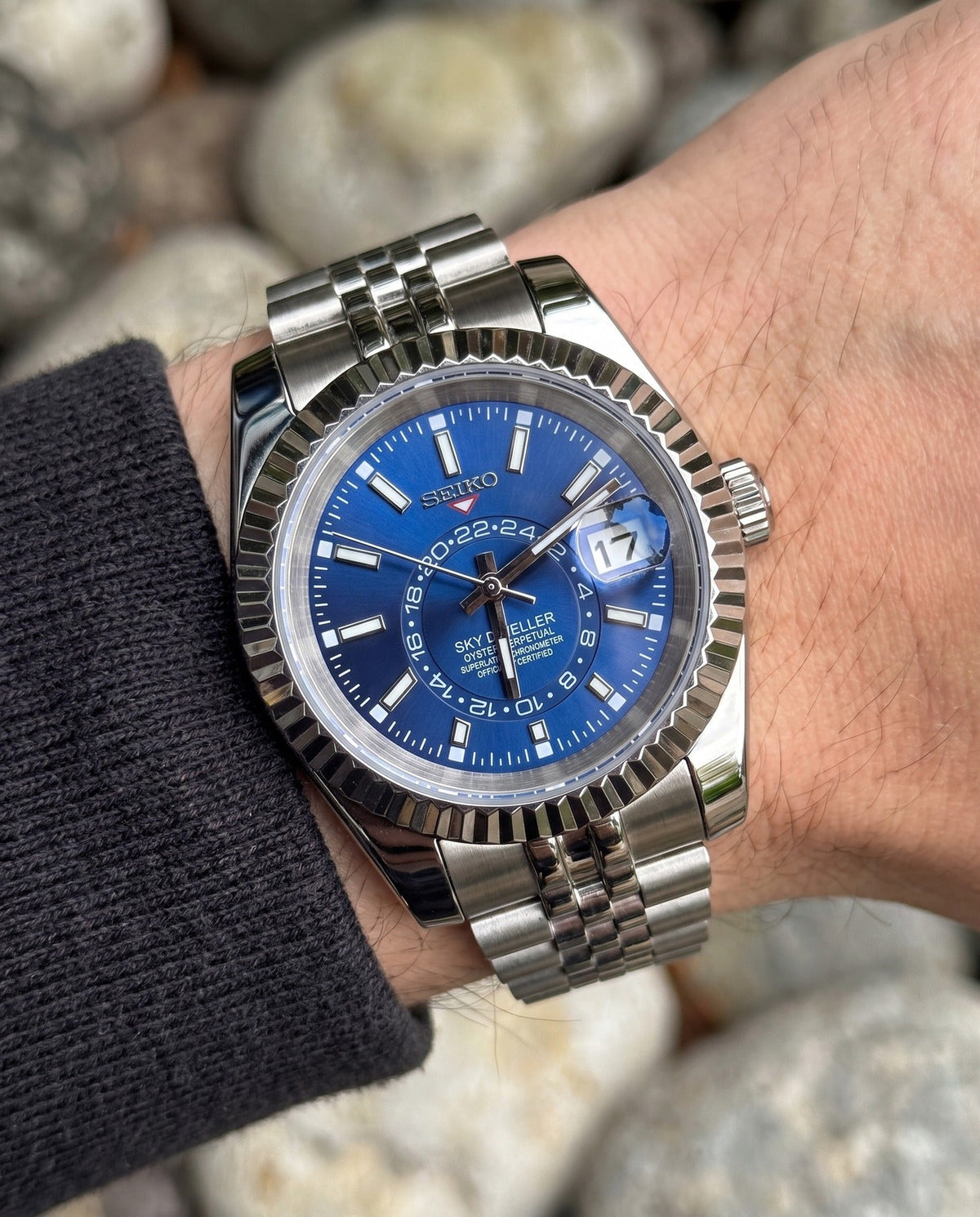 Blue Dial Sky Dweller on the wrist