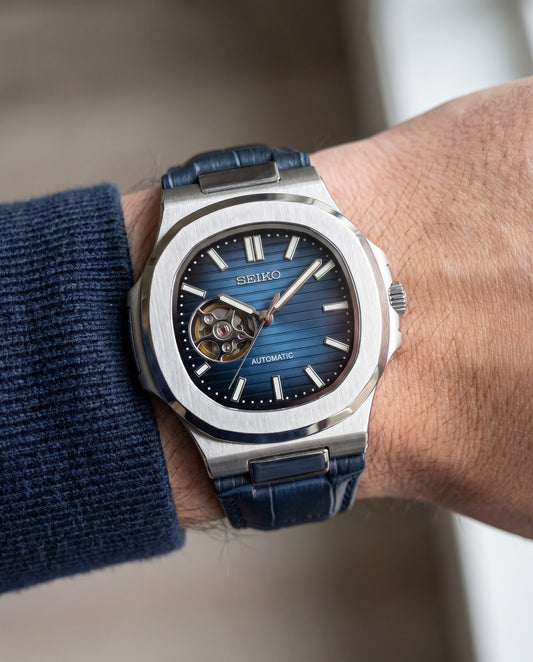 Open Heart Blue Dial Nautiko on the wrist
