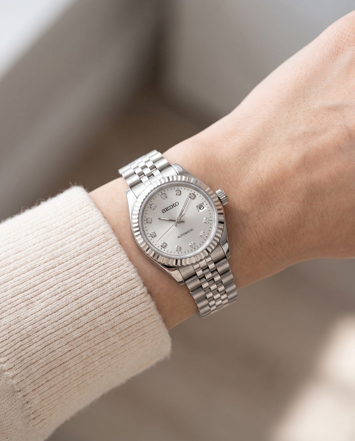 Silver Diamond Datejust Ladies 31mm on the wrist