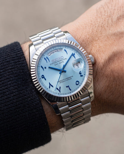 Platinum Arabic Day-Date on the wrist