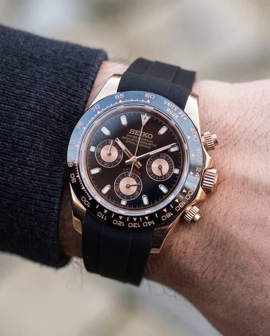 Rosegold Black Dial Seitona on the wrist