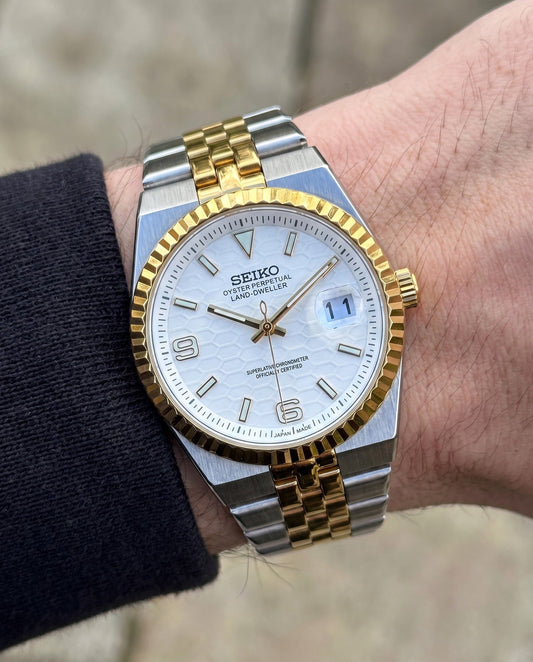 Two Tone White Dial Land-Dweller on the wrist