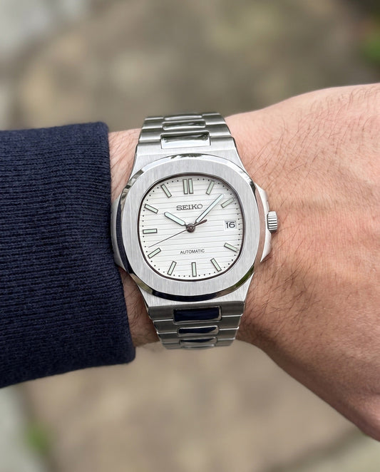 White Dial Nautiko on the wrist